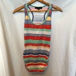 Derek Heart Tank Top White/Blue/Red/yellow stripe Medium.